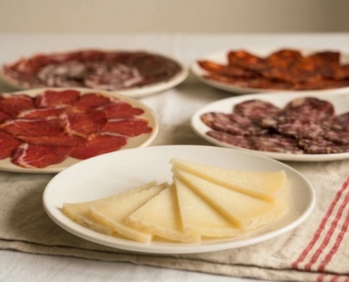 Surtido de ibéricos loncheados: jamón cebo campo, salchichón, chorizo y lomo bellota 50%_ cuña de queso oveja viejo